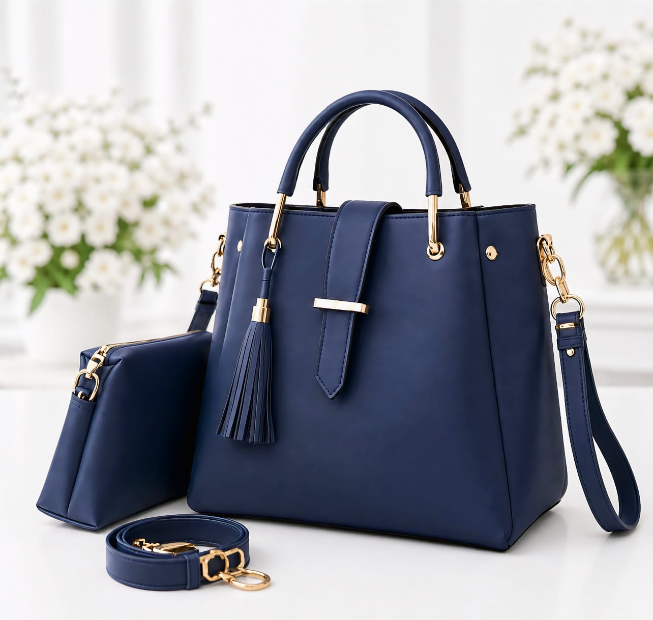 2-PCS TUSEL PREMIUM LEATHER HANDBAGS
