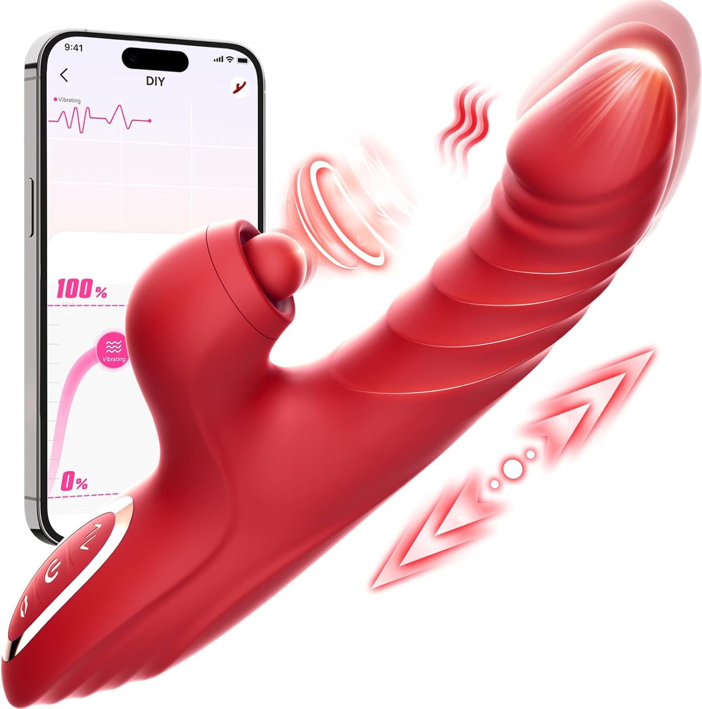 Toendi Rabbit Vibrator G Spot Sex Toys Thrusting Dildo Rose Toy for Women  10 Vibration Modes, 7 Thrusting Modes with Licking Clitoral Stimulator with Licking, Adult Sex Toy Couple AI Sync Games