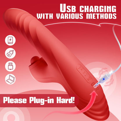 Toendi Rabbit Vibrator G Spot Sex Toys Thrusting Dildo Rose Toy for Women  10 Vibration Modes, 7 Thrusting Modes with Licking Clitoral Stimulator with Licking, Adult Sex Toy Couple AI Sync Games