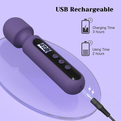 Tracy's Dog Wand Vibrator Kits, Couple Adult Sex Toys with 3 Attachments for Clit, G Spot, Glans, Clitoral Stimulator Vibrating Realistic Dildo with LCD Display, 10 Patterns 4 Speeds Massage Kits