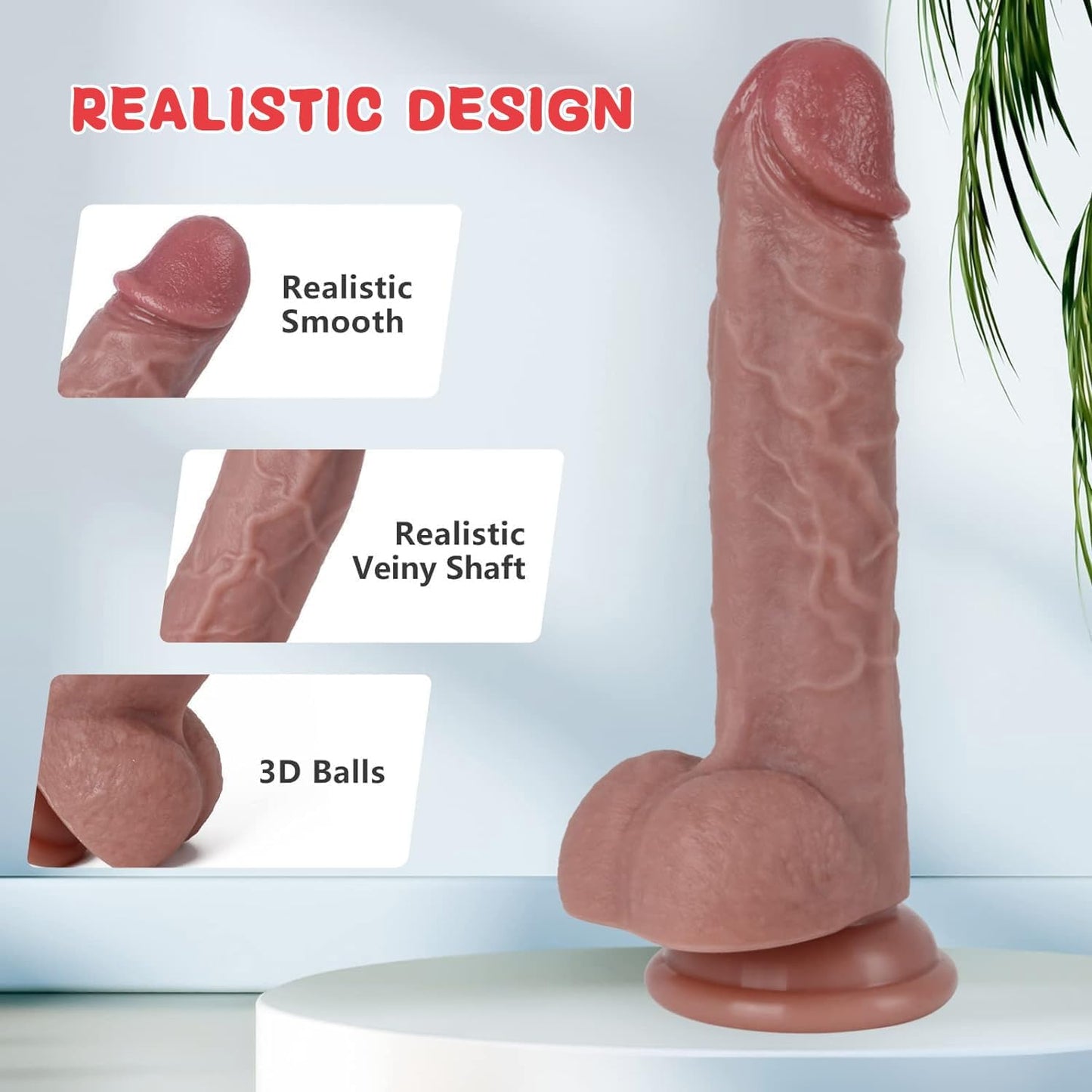 Realistic Dildo – 7.8 Liquid Silicone Toy with Strong Suction Cup, Lifelike Veiny Texture & Resilient Firmness, Hands-Free G Spot Focused Design for Women & Beginners