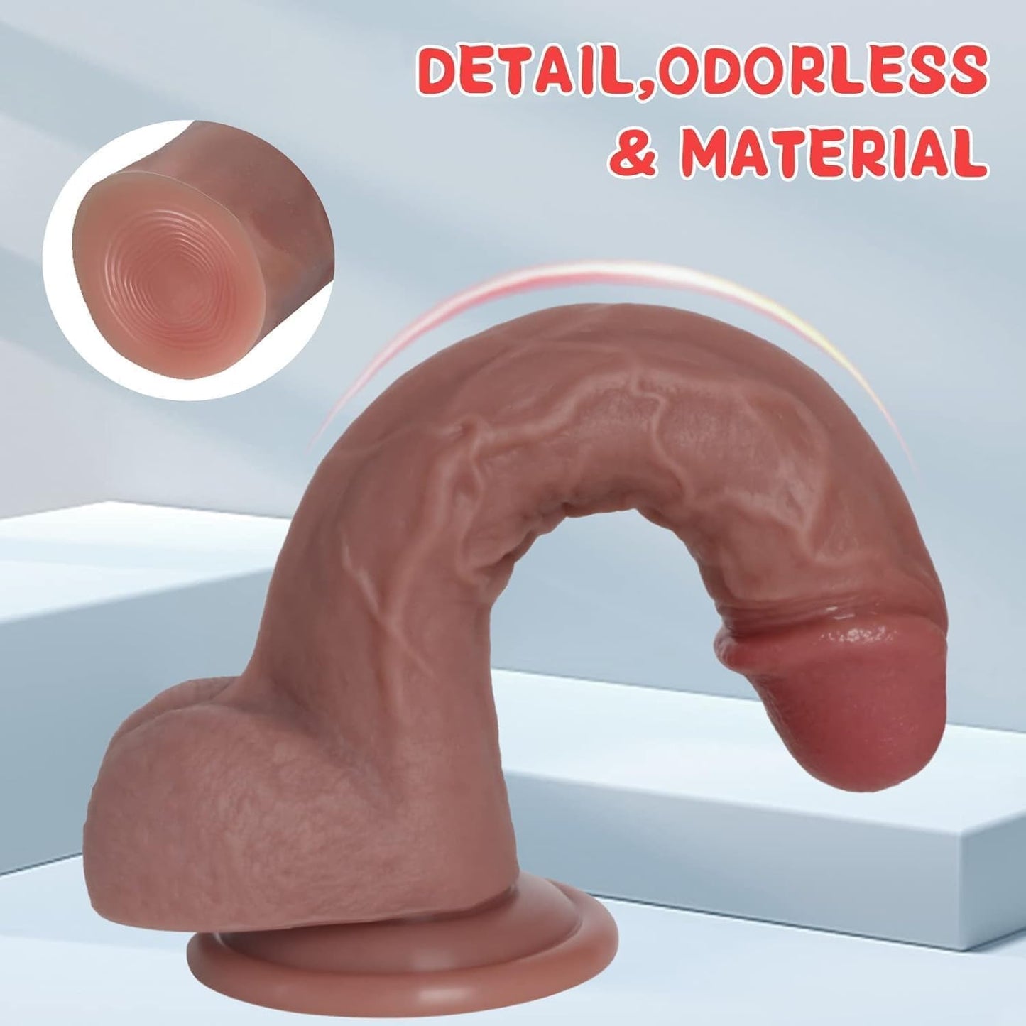 Realistic Dildo – 7.8 Liquid Silicone Toy with Strong Suction Cup, Lifelike Veiny Texture & Resilient Firmness, Hands-Free G Spot Focused Design for Women & Beginners