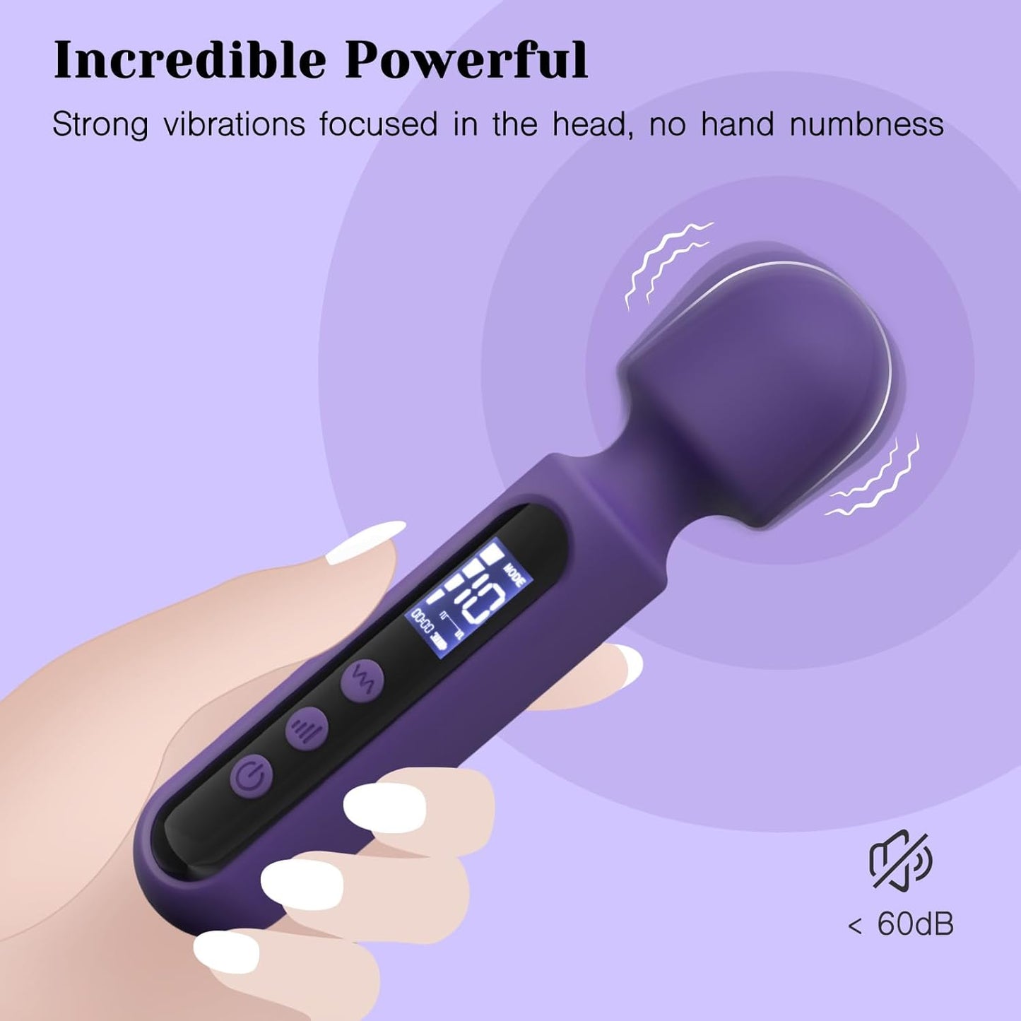 Tracy's Dog Wand Vibrator Kits, Couple Adult Sex Toys with 3 Attachments for Clit, G Spot, Glans, Clitoral Stimulator Vibrating Realistic Dildo with LCD Display, 10 Patterns 4 Speeds Massage Kits