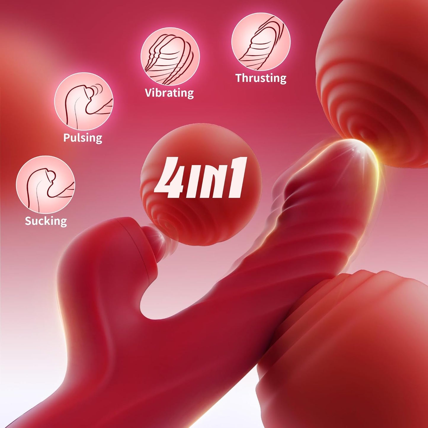 Toendi Rabbit Vibrator G Spot Sex Toys Thrusting Dildo Rose Toy for Women  10 Vibration Modes, 7 Thrusting Modes with Licking Clitoral Stimulator with Licking, Adult Sex Toy Couple AI Sync Games