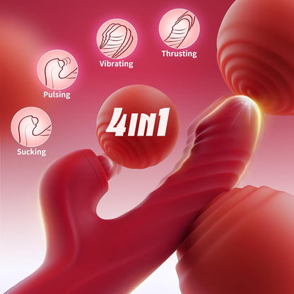Toendi Rabbit Vibrator G Spot Sex Toys Thrusting Dildo Rose Toy for Women  10 Vibration Modes, 7 Thrusting Modes with Licking Clitoral Stimulator with Licking, Adult Sex Toy Couple AI Sync Games