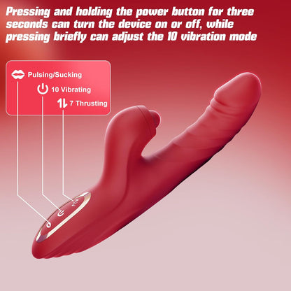 Toendi Rabbit Vibrator G Spot Sex Toys Thrusting Dildo Rose Toy for Women  10 Vibration Modes, 7 Thrusting Modes with Licking Clitoral Stimulator with Licking, Adult Sex Toy Couple AI Sync Games