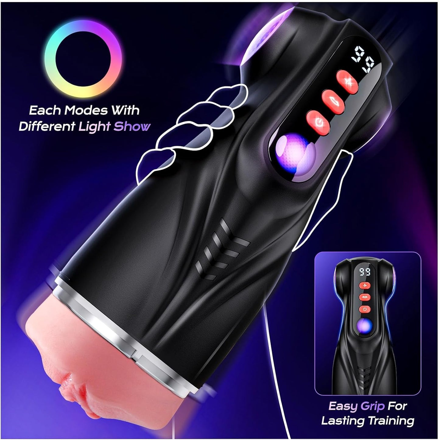 Male Masturbator Sex Toys for Men - 3 Sleeves AI Sync Pocket Pussy Penis Pump with 9 Sucking & 9 Vibrating, APP Adult Toys Mens Sex Toy, Colorful Lighting Stroker Machine Erotic Massage Kits