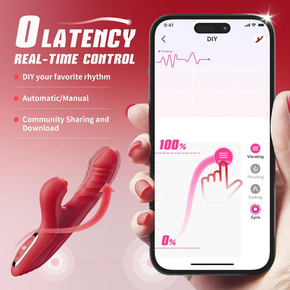 Toendi Rabbit Vibrator G Spot Sex Toys Thrusting Dildo Rose Toy for Women  10 Vibration Modes, 7 Thrusting Modes with Licking Clitoral Stimulator with Licking, Adult Sex Toy Couple AI Sync Games
