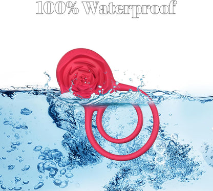 Vibrating Cock Ring with Rose Clitoral Stimulator, Pleasure Penis Ring Vibrator Couples Adult Sex Toys for Men Women, 7 Vibrations Male Couple Sex Toy