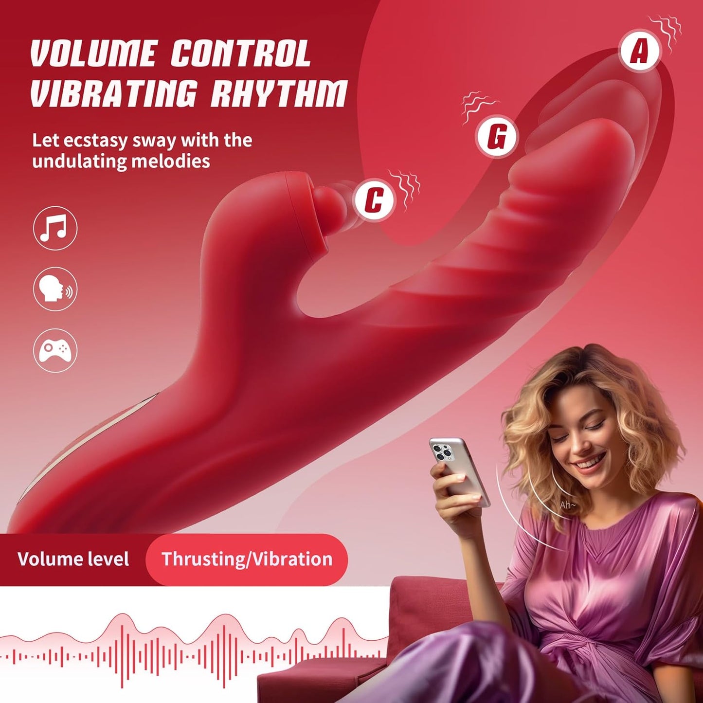Toendi Rabbit Vibrator G Spot Sex Toys Thrusting Dildo Rose Toy for Women  10 Vibration Modes, 7 Thrusting Modes with Licking Clitoral Stimulator with Licking, Adult Sex Toy Couple AI Sync Games