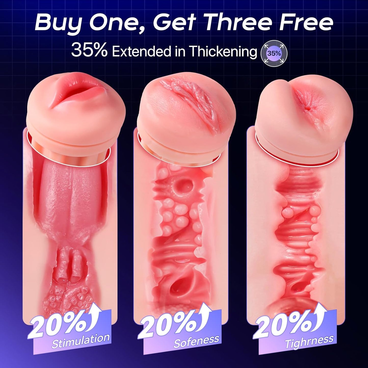 Male Masturbator Sex Toys for Men - 3 Sleeves AI Sync Pocket Pussy Penis Pump with 9 Sucking & 9 Vibrating, APP Adult Toys Mens Sex Toy, Colorful Lighting Stroker Machine Erotic Massage Kits