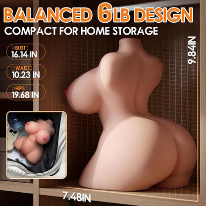 Sex Doll Torso Male Sex Toy with Bouncing Jiggly Boobs & Perky Ass, Sex Dolls for Men Realistic Puffy Tight Juicy Pocket Pussy Vagina & Anal Mens Sex Toy, Masturbator Built-in Skeleton