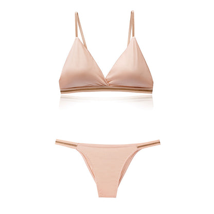 Women's Lingerie Set Bra Brief Sets Woman Triangle Cup Bralette Seamless Wireless Ice Silk Bras & Panties Underwear Female