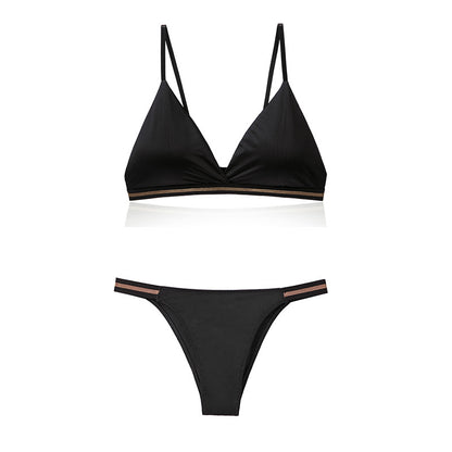 Women's Lingerie Set Bra Brief Sets Woman Triangle Cup Bralette Seamless Wireless Ice Silk Bras & Panties Underwear Female