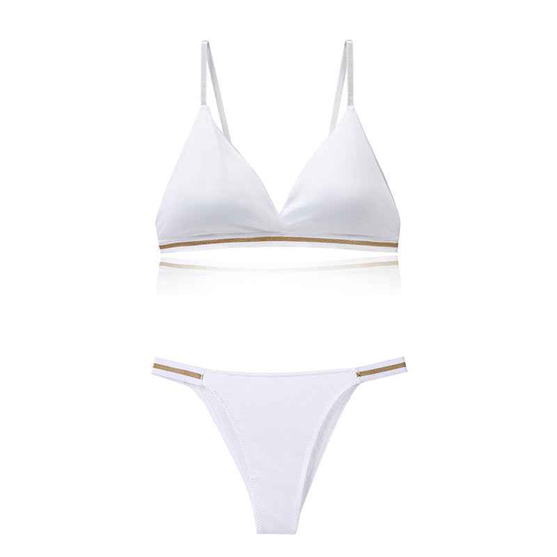 Women's Lingerie Set Bra Brief Sets Woman Triangle Cup Bralette Seamless Wireless Ice Silk Bras & Panties Underwear Female